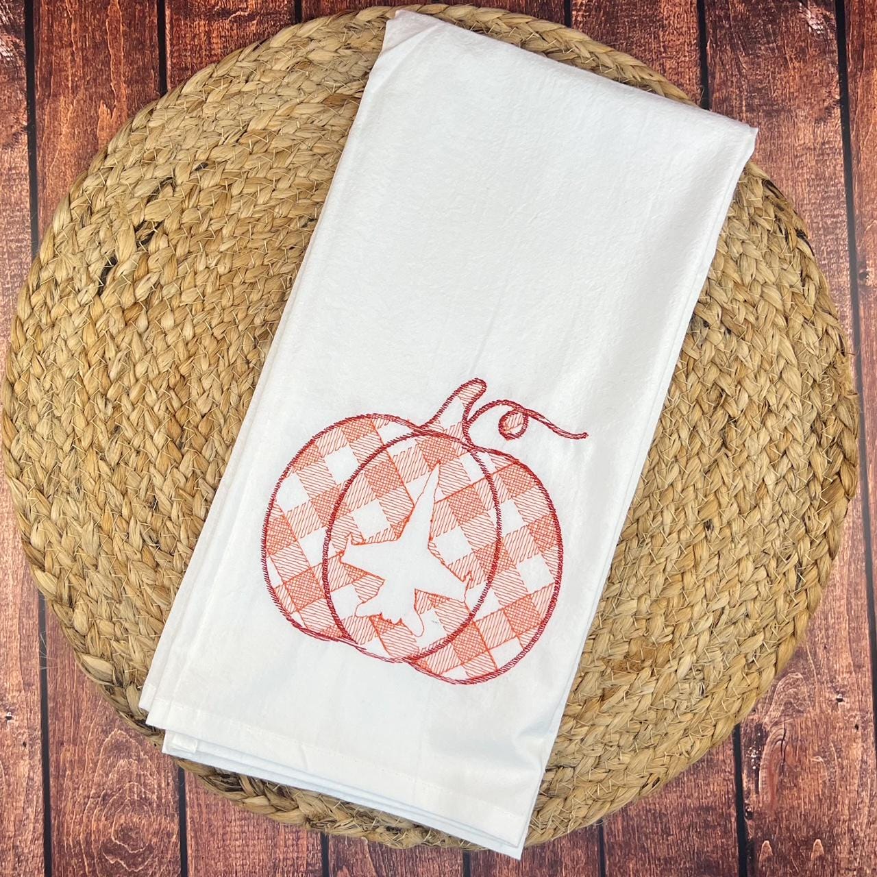 Embroidered Jet Pumpkin Flour Sack Towel: Military Aviation Gift