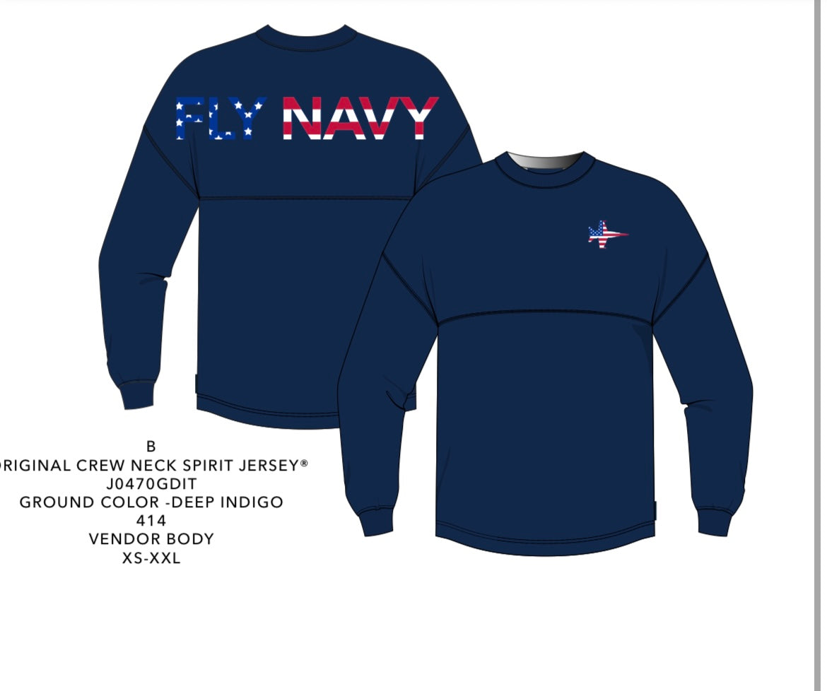 Flag Fly Navy Spirit Jersey- Adult