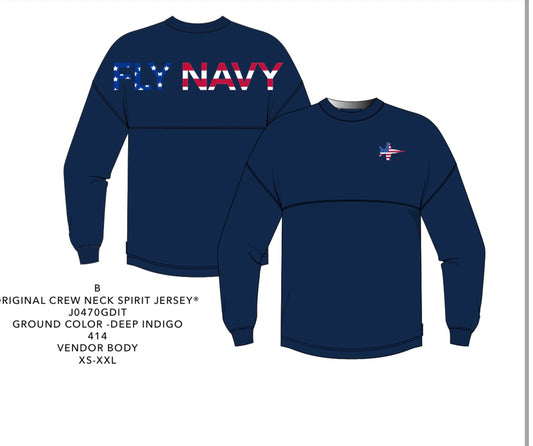 Flag Fly Navy Spirit Jersey- Adult