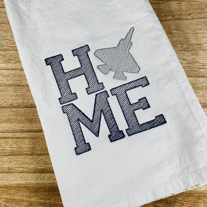 Embroidered Military Jet Kitchen Towel: Aviation Decor, Pilot Gift