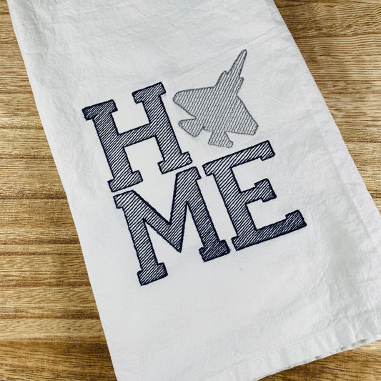 Embroidered Military Jet Kitchen Towel: Aviation Decor, Pilot Gift