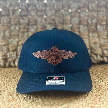 Naval Aviator Wing Hat: Leather Patch Richardson Trucker Cap