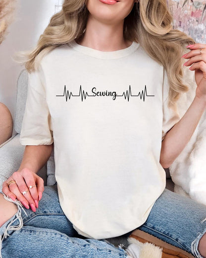 Sewing Heartbeat T-Shirt: 100% Cotton Comfort Colors Tee