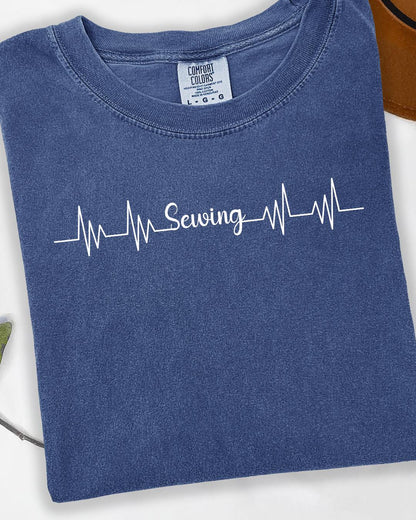 Sewing Heartbeat T-Shirt: 100% Cotton Comfort Colors Tee