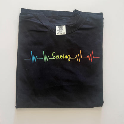Sewing Heartbeat T-Shirt: 100% Cotton Comfort Colors Tee