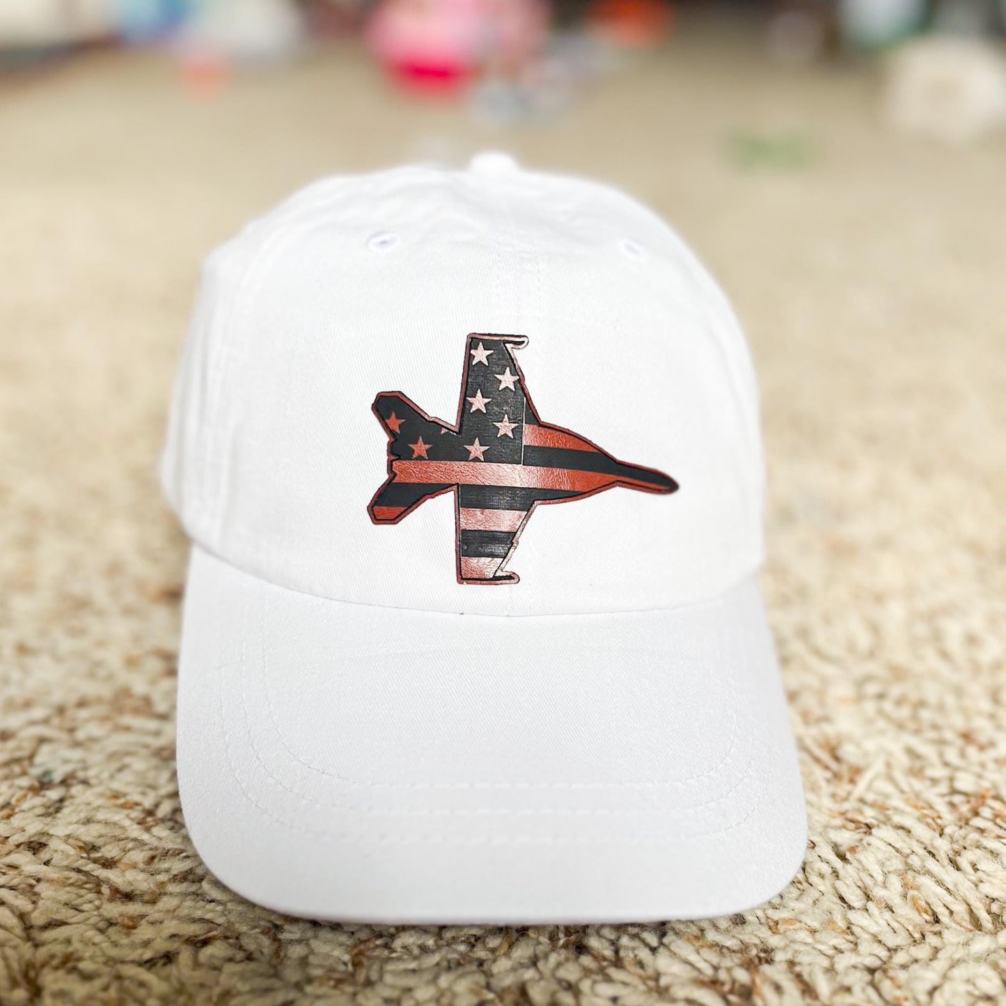 Fighter Jet Patch Hat: Patriotic Military Aircraft Cap