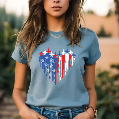 Aircraft Flag Heart Shirt: Patriotic 4th of July Comfort Colors Tee