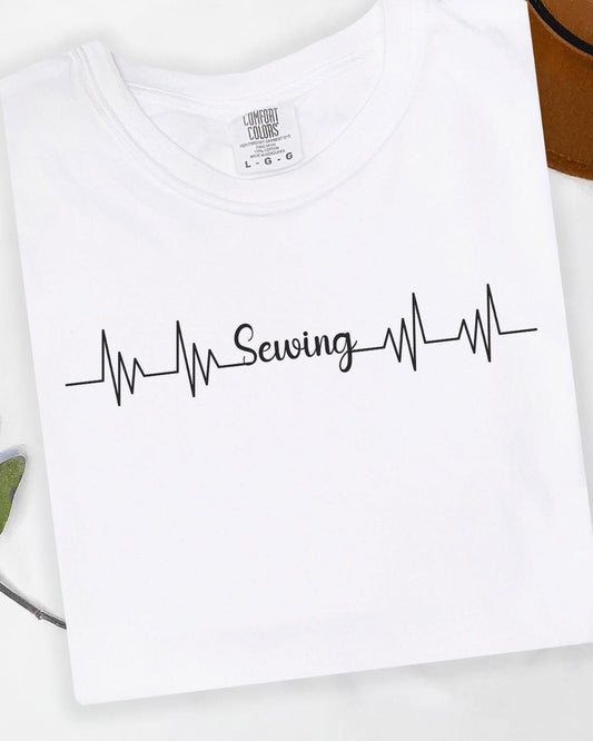 Sewing Heartbeat T-Shirt: 100% Cotton Comfort Colors Tee