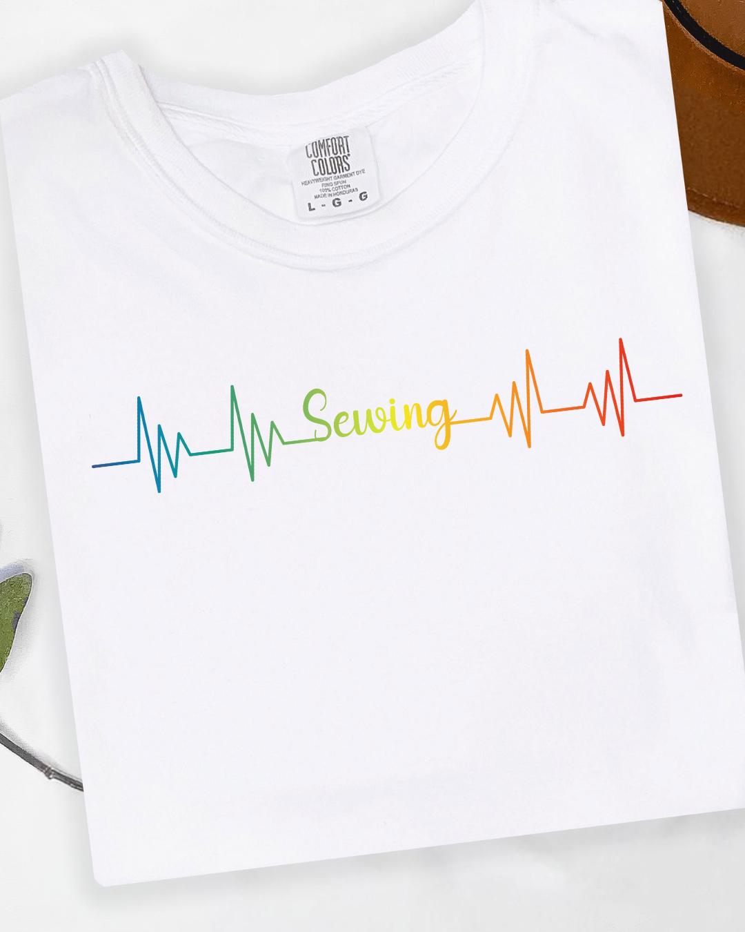 Sewing Heartbeat T-Shirt: 100% Cotton Comfort Colors Tee