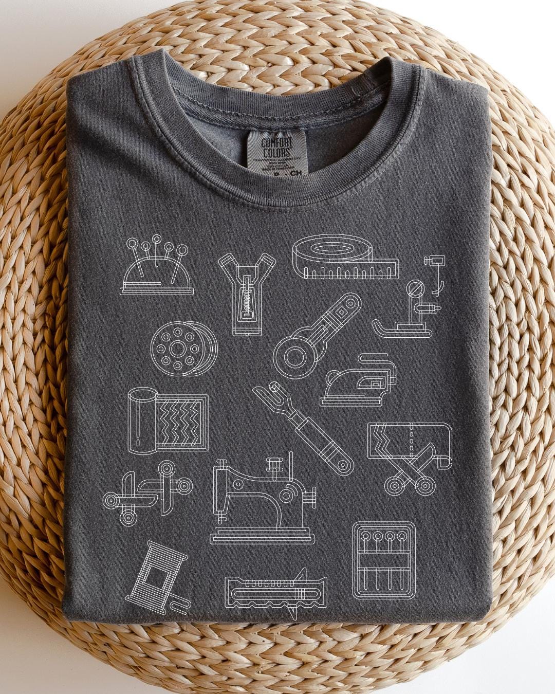Sewing Icon T-Shirt: Comfort Colors Cotton Tee, Sewing Lover Gift