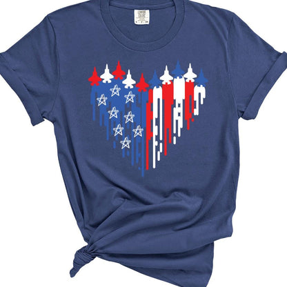 Aircraft Flag Heart Shirt: Patriotic 4th of July Comfort Colors Tee
