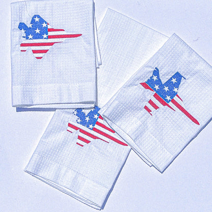 Embroidered Fighter Jet Hand Towel: Patriotic Aviation Decor