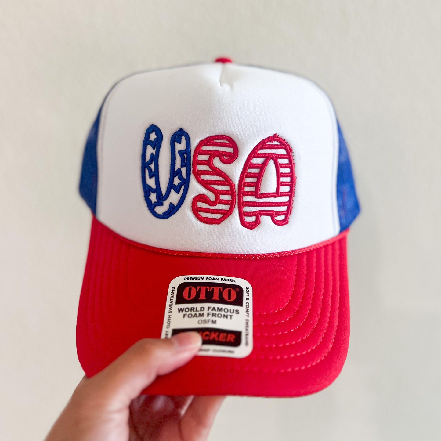 Embroidered USA Trucker Hat: 4th of July Patriotic Cap