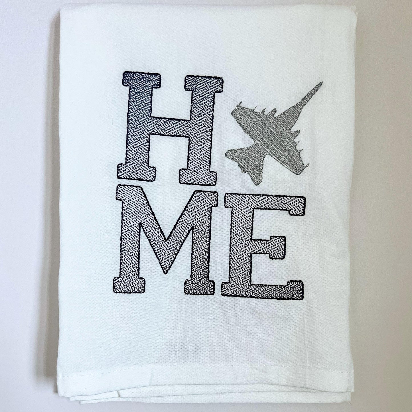 Embroidered Military Jet Kitchen Towel: Aviation Decor, Pilot Gift