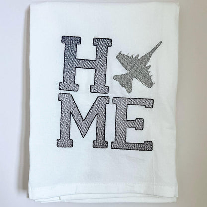 Embroidered Military Jet Kitchen Towel: Aviation Decor, Pilot Gift