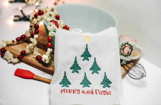 Embroidered Fighter Jet Christmas Towel: Aviation Holiday Decor