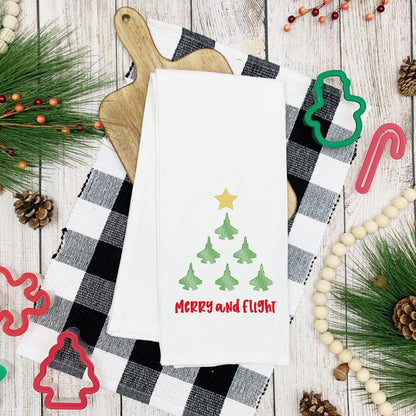 Embroidered Fighter Jet Christmas Towel: Aviation Holiday Decor