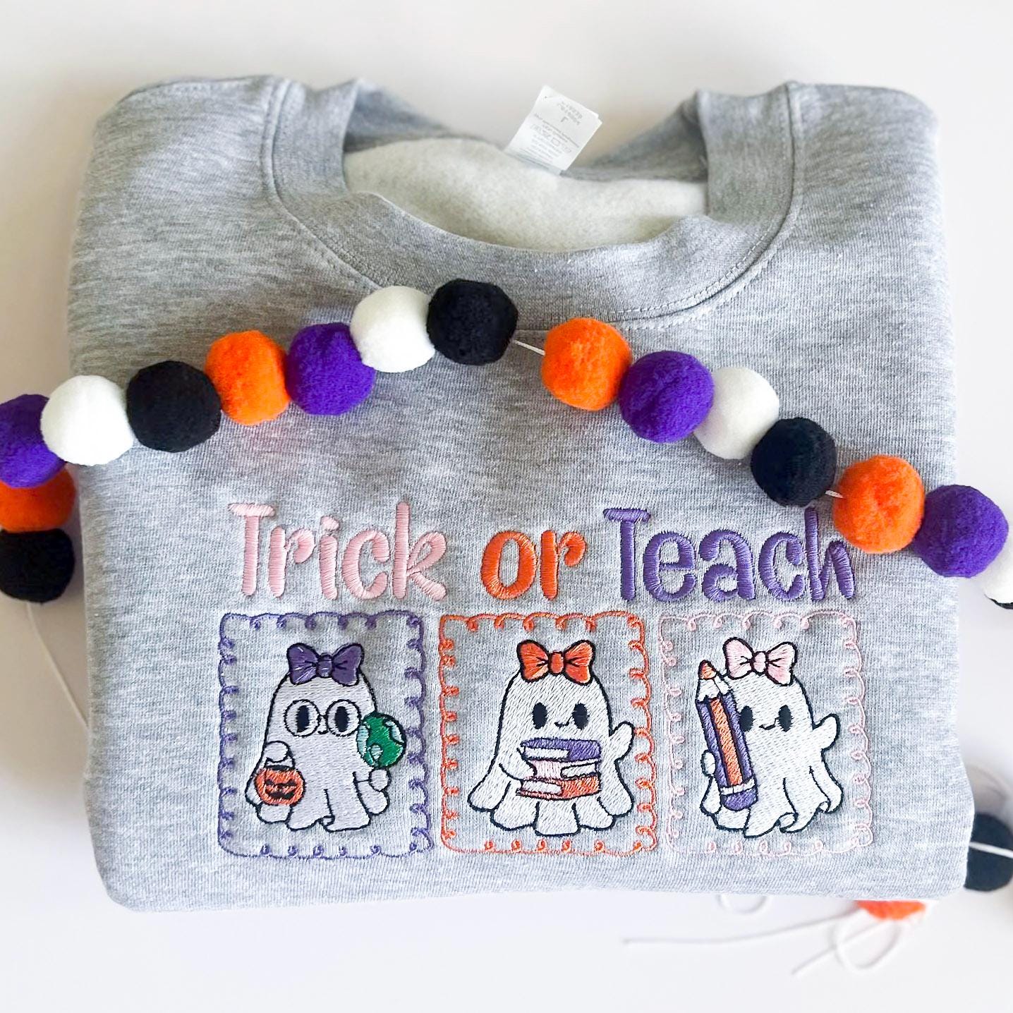 Custom Embroidered Halloween Sweatshirt| Cute Halloween Teacher Sweatshirt | Teacher Halloween | Spooky Season Classroom Outfit