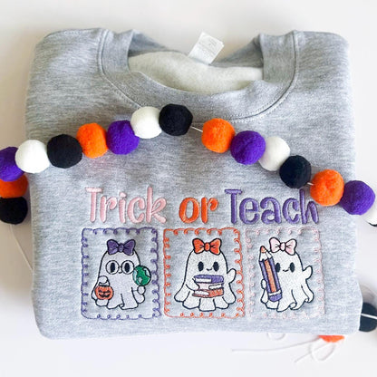 Custom Embroidered Halloween Sweatshirt| Cute Halloween Teacher Sweatshirt | Teacher Halloween | Spooky Season Classroom Outfit