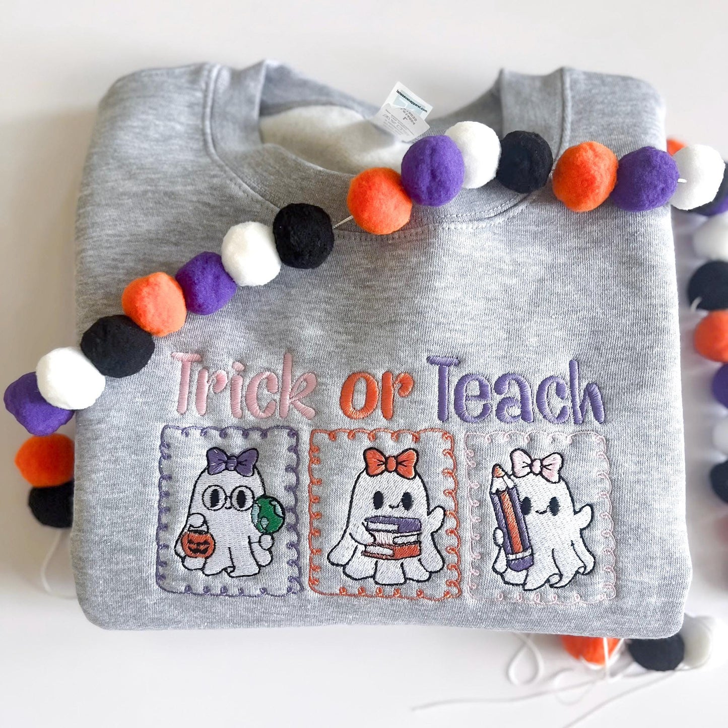 Custom Embroidered Halloween Sweatshirt| Cute Halloween Teacher Sweatshirt | Teacher Halloween | Spooky Season Classroom Outfit